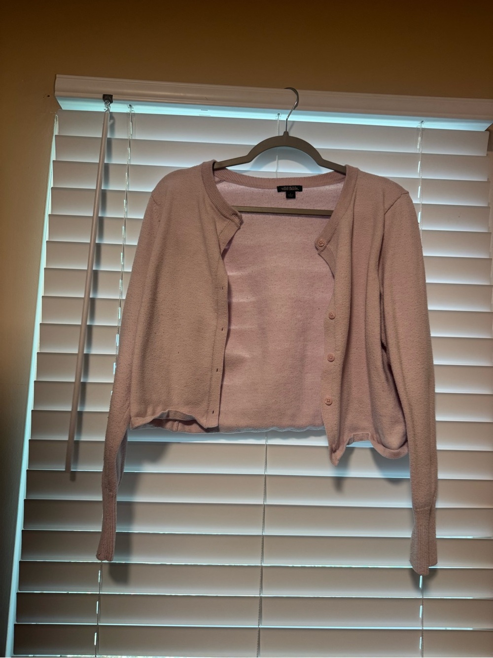 wild fable Light Pink Cropped Button-Front Cardigan